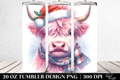 Cute Pink Highland Cow in Winter Clothes 20 Oz Tumbler Product Image 2