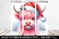 Cute Pink Highland Cow in Winter Clothes 20 Oz Tumbler Product Image 2
