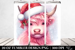 Cute Pink Highland Cow in Winter Clothes 20 Oz Tumbler Product Image 2