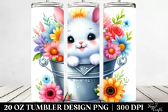 20 Oz Tumbler Sublimation | Smiling Baby Bunny in Flower Product Image 2