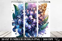 Detailed Stained Hyacinth Shiny Metallic Tumbler Product Image 2