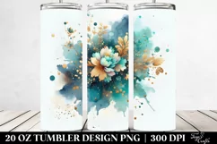 Colorful Cyan Watercolor Splash | 20 oz Tumbler Product Image 2