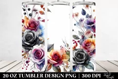 Colorful Black Roses Watercolor Frame | 20 Oz Tumbler Product Image 2