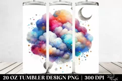 Colorful Watercolor Cloud with Silver Foil | 20 Oz Tumbler Product Image 2