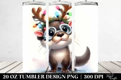 Enthusiastic Otter with Reindeer Horns PNG Product Image 2