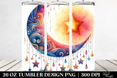 Vibrant Half Moon Drawing with Stars | 20 oz Tumbler Product Image 2