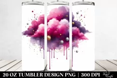 Colorful Magenta Watercolor Cloud with Silver Foil | 20 Oz Product Image 2