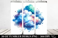 Colorful Blueis Watercolor Cloud | 20 Oz Tumbler Product Image 2