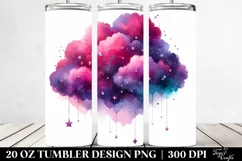 Colorful Magenta Watercolor Cloud with Silver Foil | 20 Oz Product Image 2