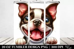 Cute Crazy Boston Terrier Watercolor Furr | 20 Oz Tumbler Product Image 2