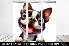 Cute Crazy Boston Terrier Watercolor Furr | 20 Oz Tumbler Product Image 2
