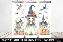 Simple Watercolor Witch Painting | 20 oz Tumbler Product Image 2