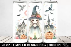 Simple Watercolor Witch Painting | 20 oz Tumbler Product Image 2