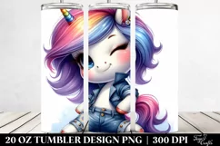 Model Baby Unicorn in Jeans, Transparent 20 Oz Tumbler Product Image 2