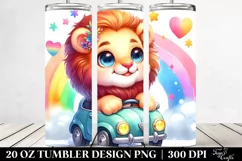 Smiling Baby Lion in Car PNG Product Image 2