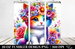 Kitten Flower Crown Watercolor | 20 oz Tumbler Product Image 2