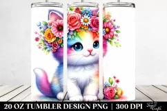 Kitten Flower Crown Watercolor | 20 oz Tumbler Product Image 2