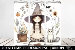 Funny Witch Cat Flower | 20 oz Tumbler Product Image 2