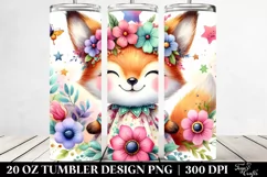 Whimsical Baby Fox with Star Flowers | 20 Oz Tumbler Product Image 2