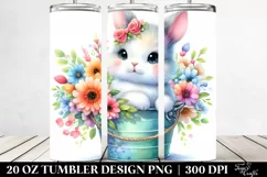 20 Oz Tumbler Sublimation | Colorful Smiling Cute Baby Bunny Product Image 2