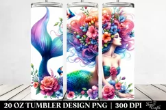 dressed Mermaid Floral Wreath | 20 oz Tumbler Product Image 2