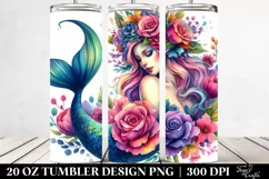 dressed Mermaid Floral Wreath | 20 oz Tumbler Product Image 2