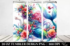 dressed Mermaid Floral Wreath | 20 oz Tumbler Product Image 2