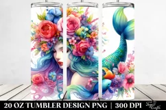 dressed Mermaid Floral Wreath | 20 oz Tumbler Product Image 2