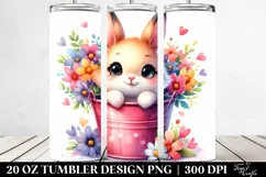 20 Oz Tumbler Sublimation | Colorful Smiling Cute Baby Bunny Product Image 2