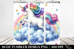 Colorful Unicorn Bouncing on Cloud | 20 Oz Tumbler Product Image 2