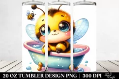 20 Oz Tumbler Sublimation | Colorful Smiling Cute Baby Bee Product Image 2