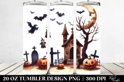 Watercolor Graveyard Clipart, Transparent 20 Oz Tumbler Product Image 2