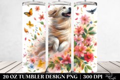 Tumbling Dog with Spring Petals | 20 Oz Tumbler Product Image 2