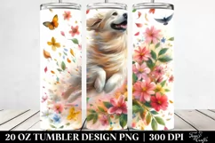 Tumbling Dog with Spring Petals | 20 Oz Tumbler Product Image 2