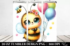 20 Oz Tumbler Sublimation | Colorful Smiling Cute Baby Bee Product Image 2