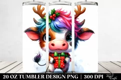 Enthusiastic Cow with Reindeer Horns PNG Product Image 2