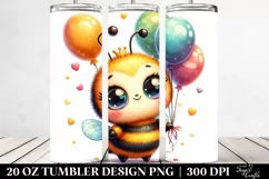 20 Oz Tumbler Sublimation | Colorful Smiling Cute Baby Bee Product Image 2