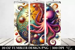 Colorful Retro Octopus Watercolor Clipart Product Image 2