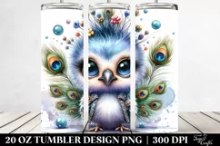 Cute Energetic Peacock Watercolor | 20 oz Tumbler Product Image 2