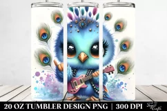 Cute Energetic Peacock Watercolor | 20 oz Tumbler Product Image 2