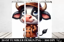 Watercolor Cow with Hat, Transparent 20 Oz Tumbler Product Image 2