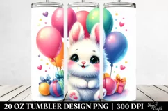 Vibrant Watercolor Cute Bunny Tumbler Product Image 2