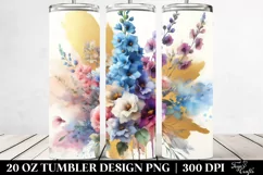 Watercolor Abstract Vibrant Bouquet Gold Foil | 20 oz Product Image 2