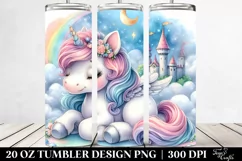 Watercolor Pastel Cute Baby Unicorn Enchanted Castle | 20 oz Product Image 2