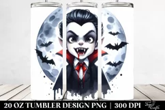Watercolor Vampire Clipart, Transparent 20 Oz Tumbler Product Image 2