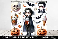 Watercolor Vampire Clipart, Transparent 20 Oz Tumbler Product Image 2