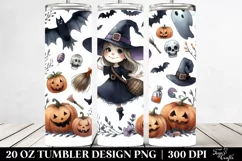 Watercolor Witch Clipart, Transparent 20 Oz Tumbler Product Image 2