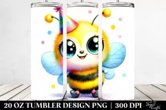 20 Oz Tumbler Sublimation | Colorful Smiling Cute Baby Bee Product Image 2