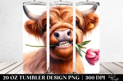 Watercolor Highland Cow Portrait Big Goofy Smile | 20 oz Product Image 2