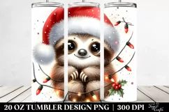 Cute Baby Sloth with Santa Hat, High-Res 20 Oz Tumbler Product Image 2